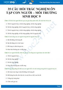 35 Câu hỏi trắc nghiệm ôn tập về Con người - Môi trường Sinh học 9 có đáp án