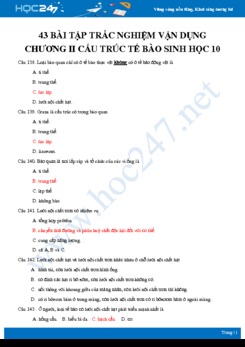 43 Bài tập trắc nghiệm vận dụng Chương II Cấu trúc tế bào Sinh học 10 có đáp án