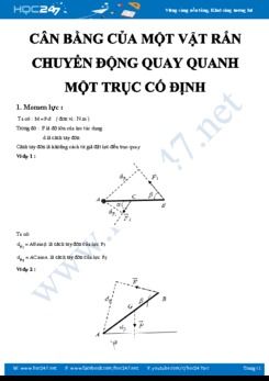 Chuyên đề ôn tập về Cân bằng của vật rắn chuyển động quay quanh một trục cố định năm 2020