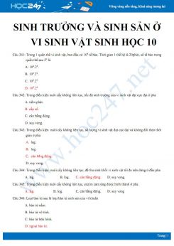 39 Câu hỏi trắc nghiệm ôn tập chương Sinh trưởng và sinh sản ở vi sinh vật Sinh học 10 có đáp án