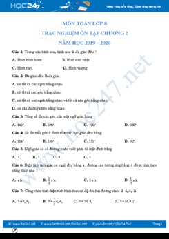 Bài tập trắc nghiệm Chương 2 Hình học 8 năm học 2019-2020