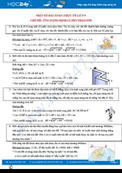 Một số bài toán thực tế môn Toán lớp 9 Chủ đề ứng dụng định lý Pytago