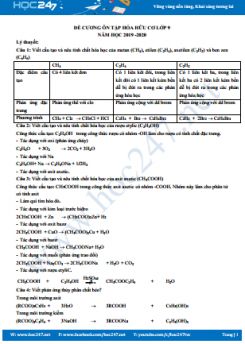 Đề cương ôn tập Hóa hữu cơ HK2 năm 2020 môn Hóa 9 Trường THPT Thạnh Tây