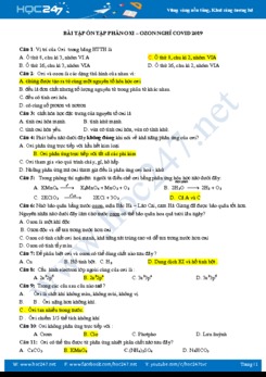 Bài tập ôn tập phần oxi - ozon nghỉ dịch Covid 2019 môn Hóa hoc 8