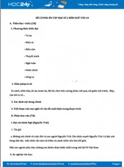Đề cương ôn tập HK2 môn Ngữ Văn 10 - Trường THPT Trần Phú