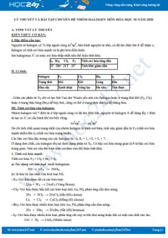 Lý thuyết và bài tập Chương Halogen năm 2020 môn Hóa học 10 Trường THPT Nguyễn Trung Ngạn