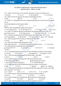Tài liệu ôn thi HK2 năm 2020 môn Hóa học 9 Trường THCS-THPT Sao Việt