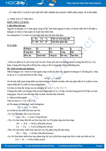 Ly Thuyết Va Bai Tập Chương Halogen Năm Mon Hoa Học 10 Trường Thpt Nguyễn Trung Ngạn