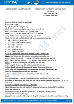 Nội dung ôn tập môn Hóa học 10 năm 2020 trong kì nghỉ dịch covid 19 Trường THPT Nguyễn Khuyến