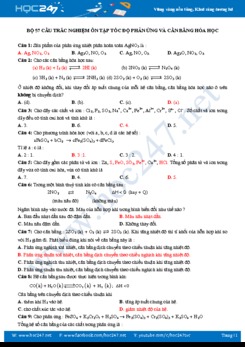 Bộ 57 câu trắc nghiệm tốc độ phản ứng và cân bằng Hóa học môn Hóa học 10 năm 2020