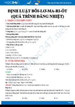 Chuyên đề tổng hợp Lý thuyết và bài tập Định luật Bôi-lơ-ma-ri-ôt (Quá trình đẳng nhiệt)