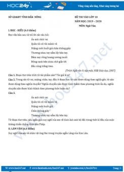 Đề thi vào lớp 10 năm học 2019 - 2020 môn Ngữ Văn - Sở GD&ĐT tỉnh Đắk Nông