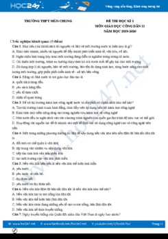 Đề thi HK2 năm 2020 môn GDCD 11 có đáp án Trường THPT Mùn Chung
