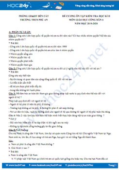 Đề cương ôn tập kiểm tra HK2 năm 2020 môn GDCD 6 Trường THCS Phú An