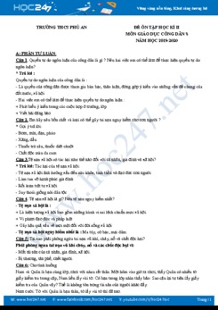 Đề ôn tập HK2 năm 2020 môn GDCD 8 Trường THCS Phú An