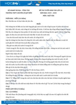Đề thi vào lớp 10 năm học 2019 - 2020 môn Ngữ Văn - Trường THPT chuyên Lê Quý Đôn