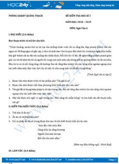 Đề kiểm tra HK2 năm 2019 môn Ngữ Văn 6 ( mã đề 01) - Phòng GD&ĐT Quảng Trạch