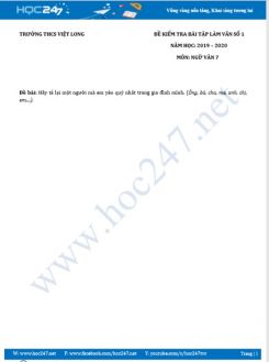 Đề kiểm tra bài Tập làm văn số 1 năm 2019 môn Ngữ Văn 7 - Trường THCS Việt Long