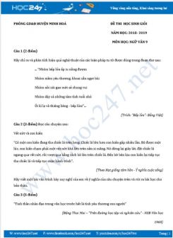 Đề thi HSG năm 2019 môn Ngữ Văn 9 - Phòng GD&ĐT huyện Minh Hoá