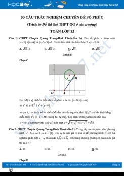 50 câu trắc nghiệm Chuyên đề Số phức trích từ các đề thi thử THPTQG môn Toán 12