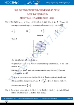 Bài tập trắc nghiệm Số phức mức độ vận dụng môn Toán 12 năm 2020