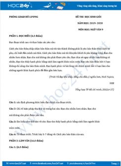 Đề thi HSG năm 2020 môn Ngữ Văn 9 - Phòng GD&ĐT Đô Lương