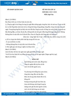 Đề thi vào lớp 10 năm học 2019 - 2020 môn Ngữ  Văn - Sở GD&ĐT  Quảng Nam