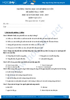 Đề kiểm tra giữa HK2 môn Vật lý 9 trường THCS Đình Xuyên có lời giải chi tiết