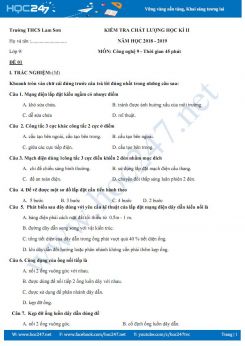 Bộ 2 đề kiểm tra HK2 môn Công Nghệ 9 trường THCS Lam Sơn có đáp án chi tiết