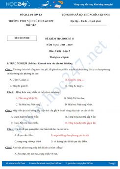 Đề kiểm tra HK2 môn Vật lý 9 trường THCS &THPT Phù Yên có đáp án chi tiết
