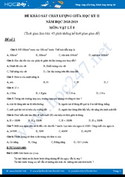 Bộ 2 đề kiểm tra giữa HK2 môn Vật lý 8 trường THCS Phùng Hưng năm 2018-2019