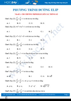 Bài tập Chuyên đề Phương trình Elip Hình học 10 năm 2020 có lời giải chi tiết