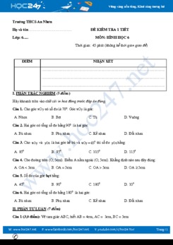 Đề kiểm tra 1 tiết Chương 2 Hình học 6 năm 2019 Trường THCS An Nhơn