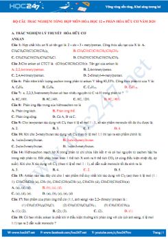 Bộ câu hỏi trắc nghiệm tổng hợp môn Hóa học 12 - Phần Hóa hữu cơ năm 2020