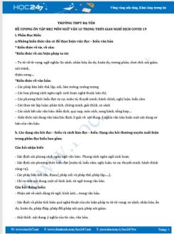Đề cương ôn tập môn Ngữ Văn 10 - Trường THPT Đạ Tẻh