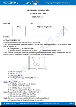 Bộ 2 đề kiểm tra giữa HK2 môn Vật lý 7 trường THCS Phạm Ngũ Lão năm 2018-2019