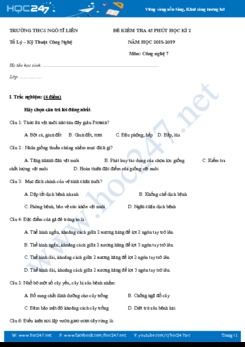 Đề kiểm tra 1 tiết  HK2 môn Công Nghệ 7 trường THCS Ngô Sĩ Liên có lời giải chi tiết