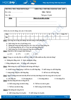 Đề kiểm tra 1 tiết HK2 môn Vật lý 6 trường THCS Trần Hưng Đạo có đáp án năm 2019-2020