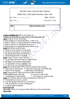 Đề kiểm tra 1 tiết HK2 môn Vật lý 6 trường THCS Huỳnh Thúc Kháng có đáp án
