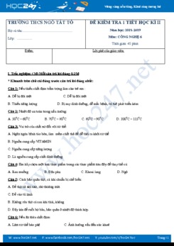 Đề kiểm tra 1 tiết giữa HK2 môn Công Nghệ 6 có đáp án chi tiết trường THCS Ngô Tất Tố