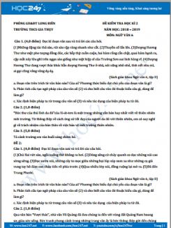 Bộ 3 đề kiểm tra HK2 năm 2019 môn Ngữ Văn 6 - Trường THCS Gia Thuỵ