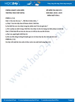 Đề kiểm tra HK2 năm 2019 môn Ngữ Văn 6 - Trường THCS Việt Hưng (Đề số 2)