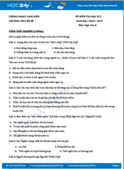 Đề kiểm tra HK2 năm 2019 môn Ngữ Văn 8 - Trường THCS Bồ Đề