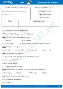 Đề kiểm tra 1 tiết HK2 môn Công nghệ 6 trường THCS Phạm Ngọc Thạch có đáp án