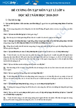 Đề cương ôn tập Học kì II môn Vật lí 6 trường THCS Trần Bình Trọng