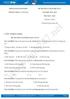 Đề kiểm tra HK2 môn Vật lý 6 trường THCS La Văn Cầu có hướng dẫn chi tiết