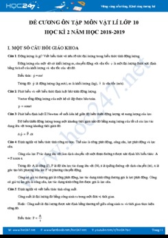 Đề cương ôn tập và kiểm tra HK2 môn Vật Lý 10 trường THPT Nguyễn Thị Minh Khai