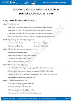 Đề cương ôn tập và kiểm tra HK2 môn Vật Lý 11 trường THPT Nguyễn Trường Tộ