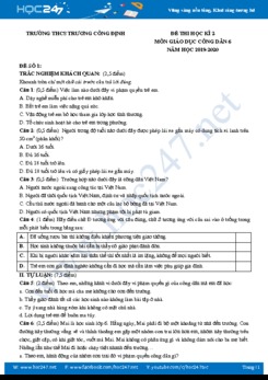 Bộ 4 đề thi HK2 năm 2020 môn GDCD lớp 6 Trường THCS Trương Công Định
