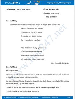Đề thi HSG năm 2019 môn Ngữ Văn 9 - Phòng GD&ĐT Bình Xuyên